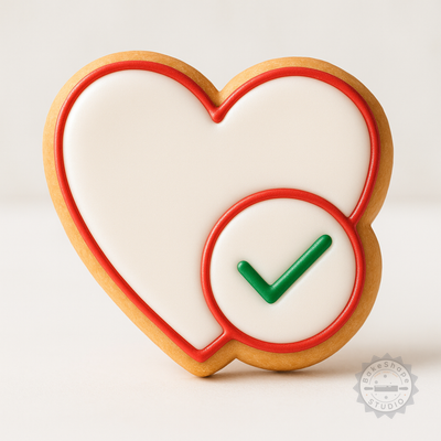 Decorated example 1 of Heart Check Mark Cookie Cutter & Stamp Set, 6-Piece, 3 Sizes, Perfect for Cookies & Fondant