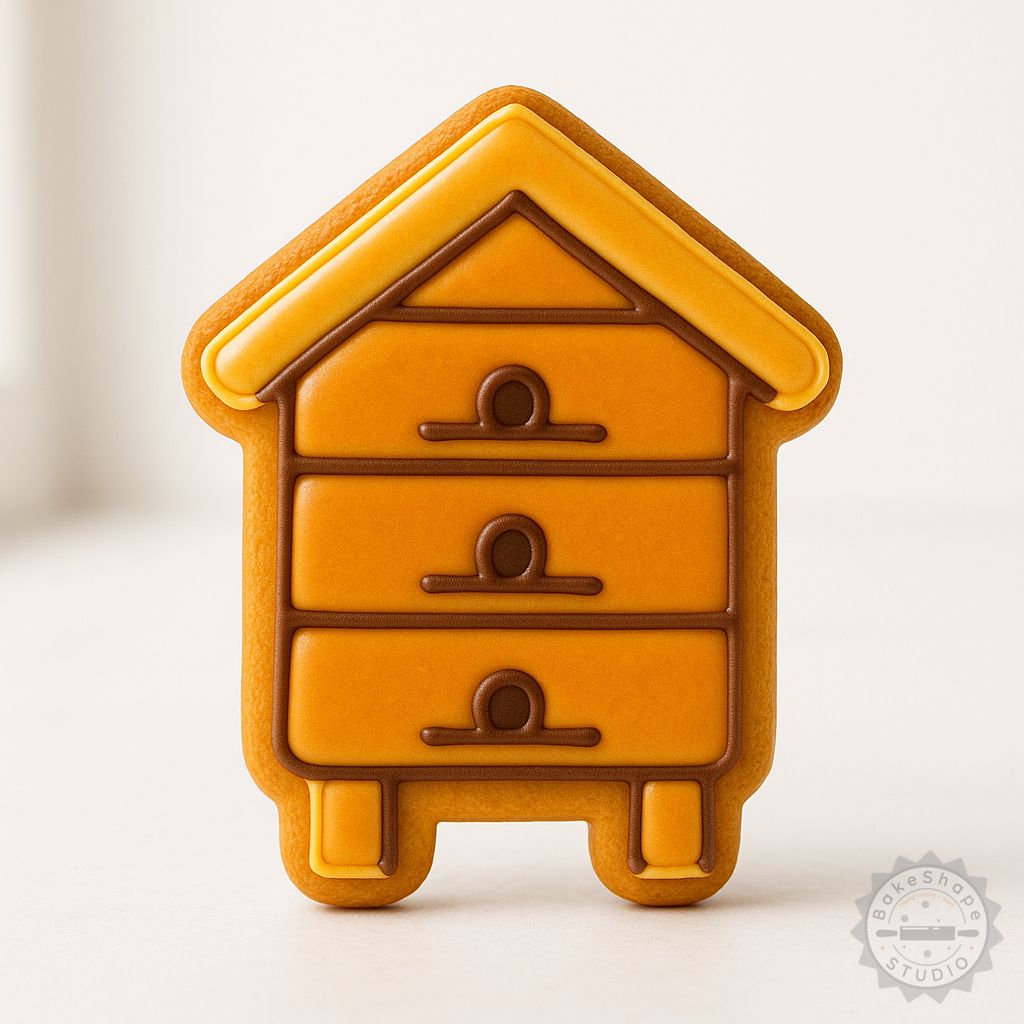 Apiary bee-themed cookie cutter and stamp set STL for 3D printing with small, medium, and large size options