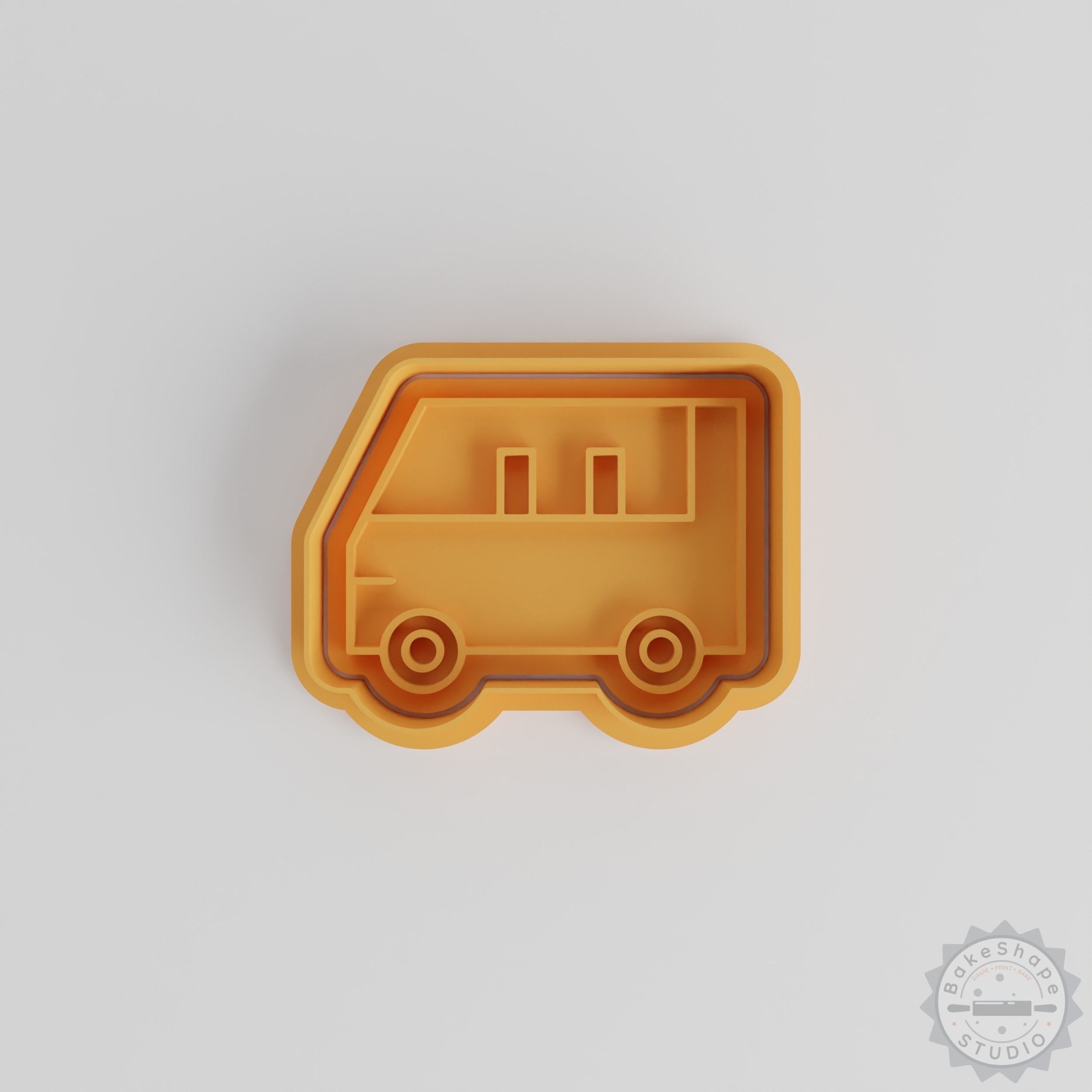 Van Shape Cutter & Stamp Set, Cookie & Fondant, 3 Sizes, 6 Pieces, Transport Van Design