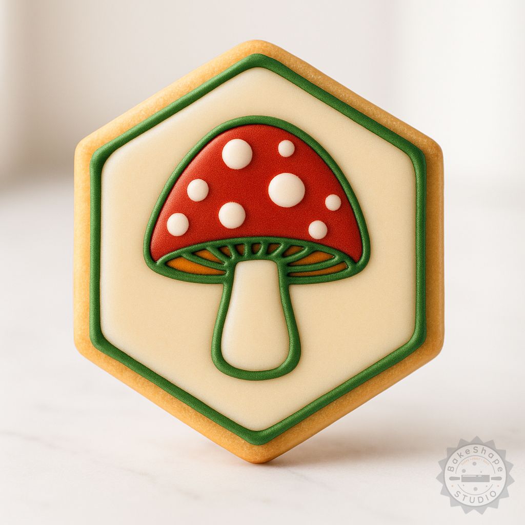 Mushroom shape cutter and stamp set STL for 3D printing, including three sizes for cookies and fondant