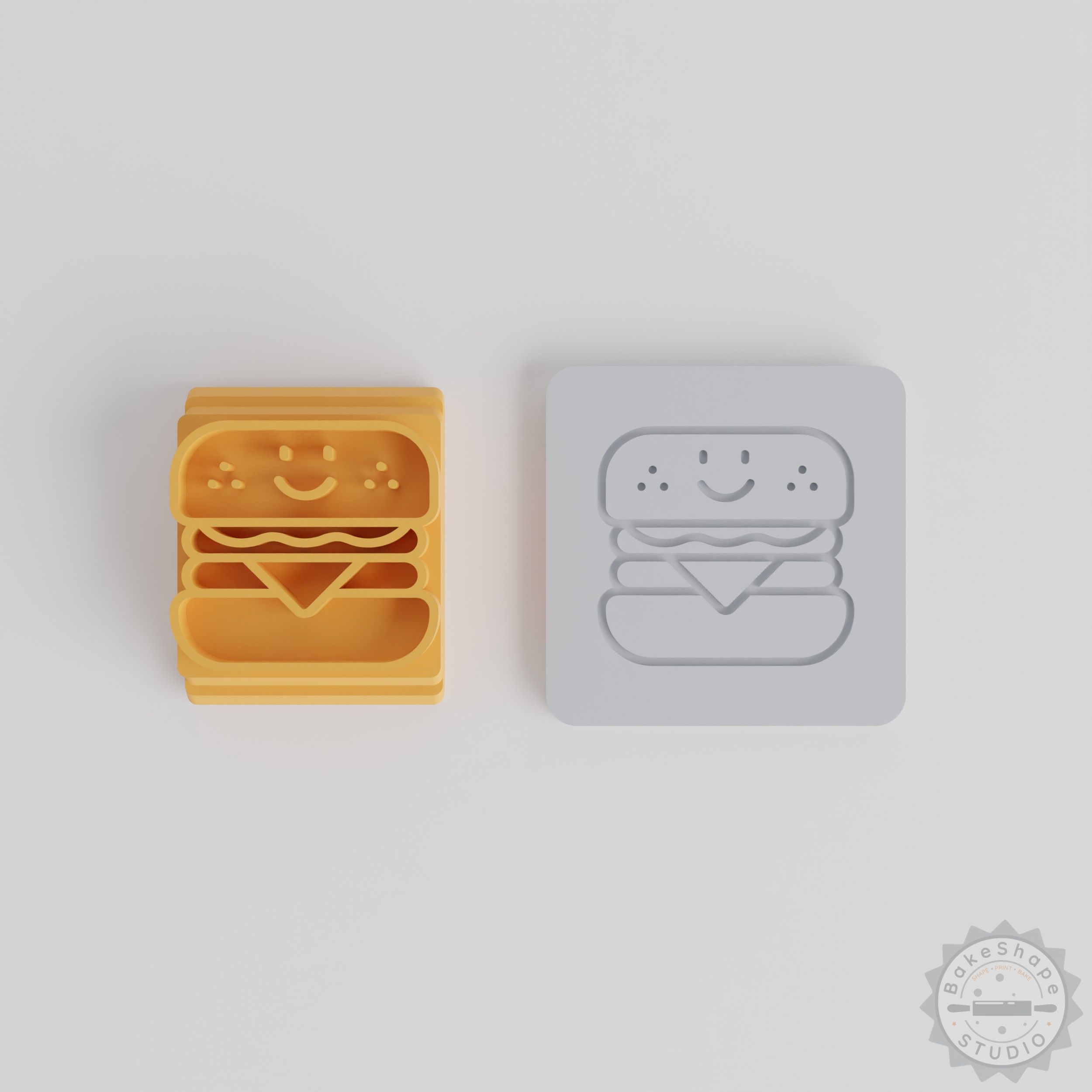 Burger Stamp Tile Set for Clay, Cookies, Fondant, 5 Sizes - Fast Food Kawaii Theme