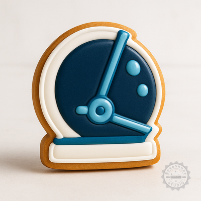 Decorated example 1 of Astronaut Helmet Cookie Cutters Set, 6-Piece Space Gear Shape Cutter and Stamp, Perfect for Cookies and Fondant