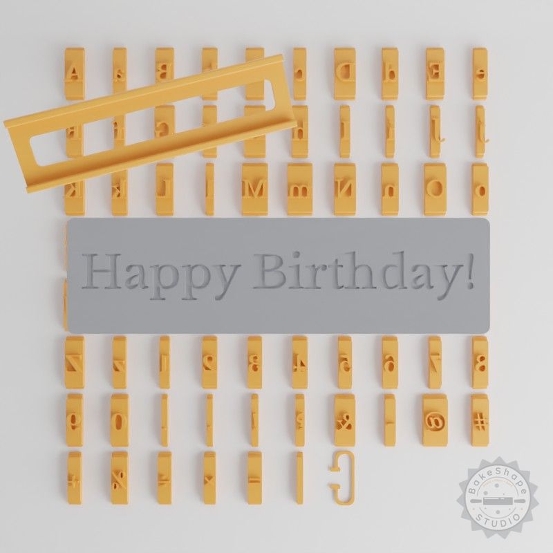 Font Tile Set, 80-Piece, Libre Baskerville Bold, 1/2" Size, Perfect for Clay, Cookies, Fondant