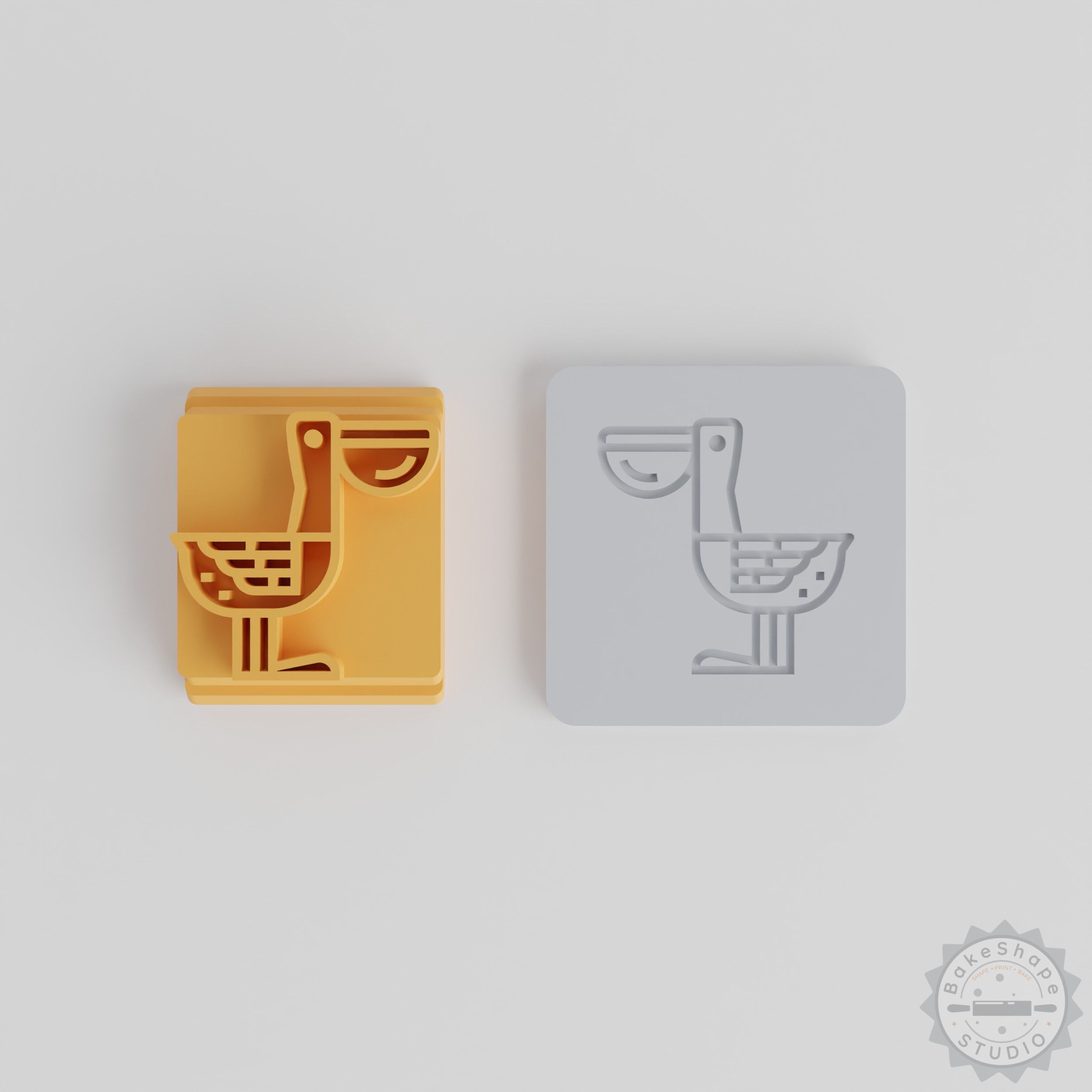 Pelican Stamp Tile Set, 5 Sizes, Animal Motif for Clay, Cookie and Fondant Crafting