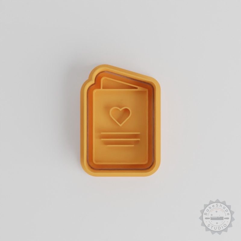 Love Card Shape Cutter and Stamp Set, Perfect for Cookies and Fondant, 6-Piece Set