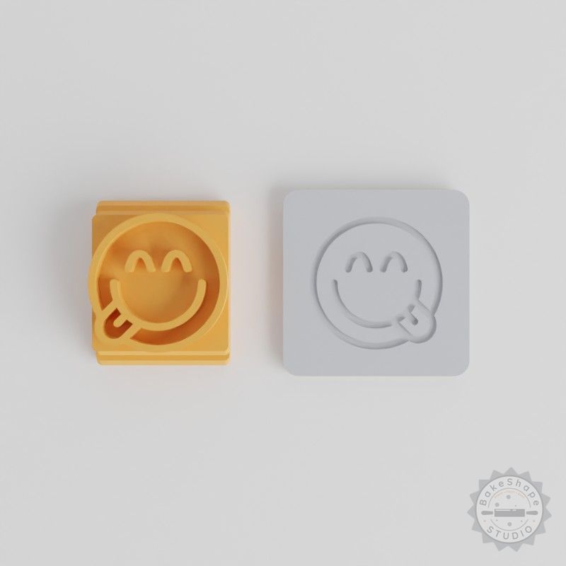 Savoring Stamp Tile Set for Clay, Cookies, Fondant, 5 Motif Sizes, Emoji Smiley Designs