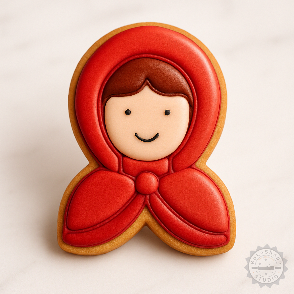Decorated example 1 of Little Red Riding Hood Cookie Cutter Set, 6 Pieces, S/M/L Sizes, Perfect for Cookies & Fondant