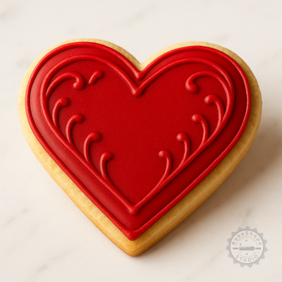 Decorated example 1 of Heart Shape Cutter & Stamp Set, Perfect for Cookies & Fondant, 6-Piece Size Variety S/M/L
