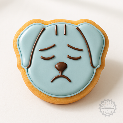 Decorated example 1 of Calm Dog Shape Cutter and Stamp Set, Perfect for Cookies and Fondant, 6-Piece, Sizes S/M/L
