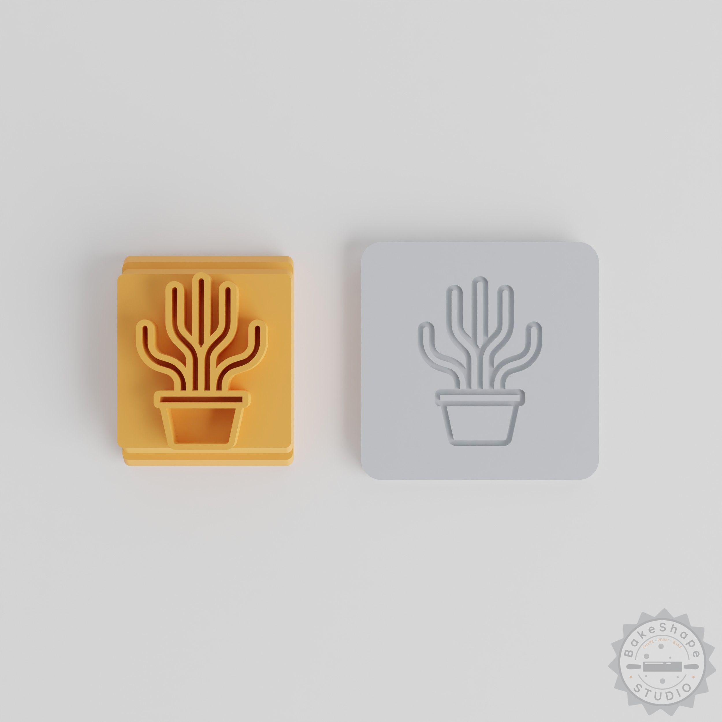 Tall Thin Cactus Stamp Tile Set, 5 Motif Sizes for Clay, Cookies, Fondant