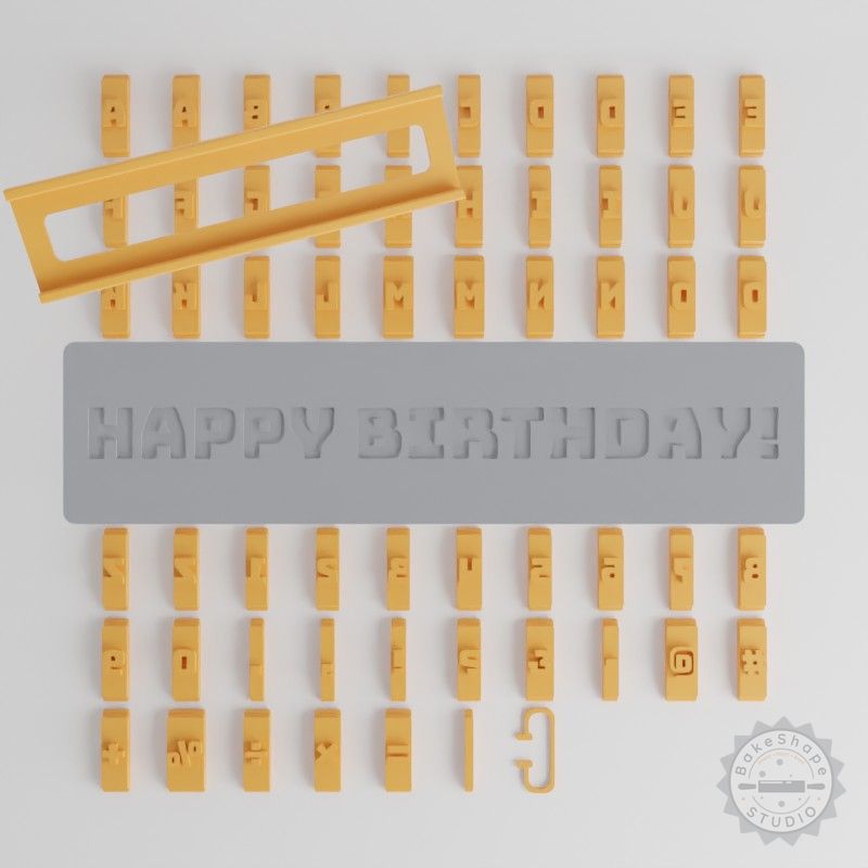 Bungee Font Tile Set, 1/2" Size, 80 Pieces for Clay, Cookies, Fondant and Soft Materials