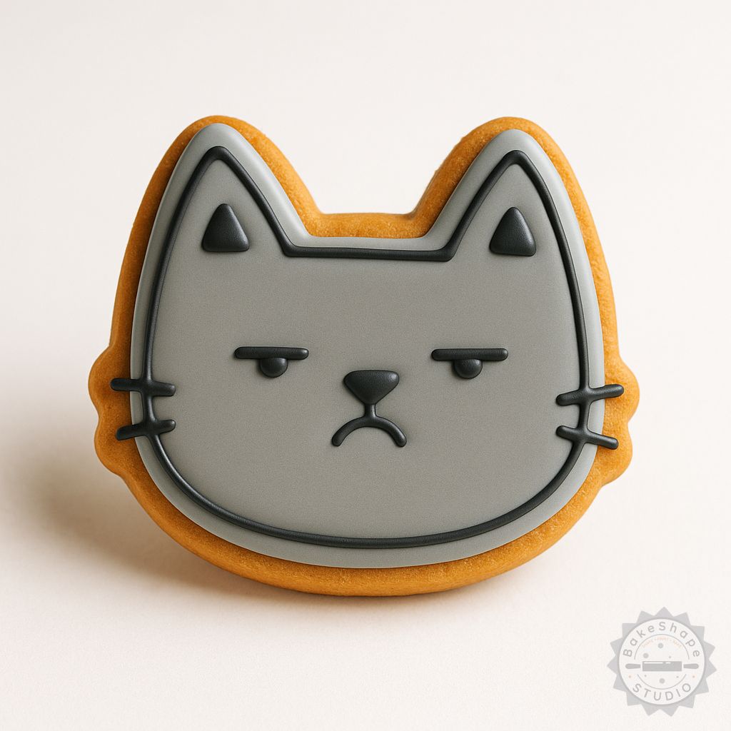 Annoyed cookie cutter and stamp set STL for 3D printing with small, medium, and large sizes