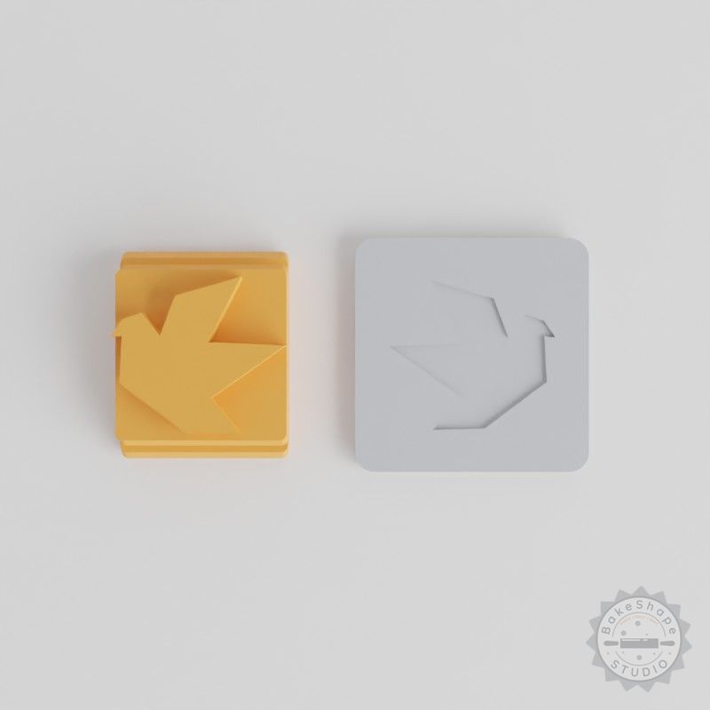 Dove Stamp Tile Set for Clay and Cookies, 5 Sizes, Geometric Peace Bird Design