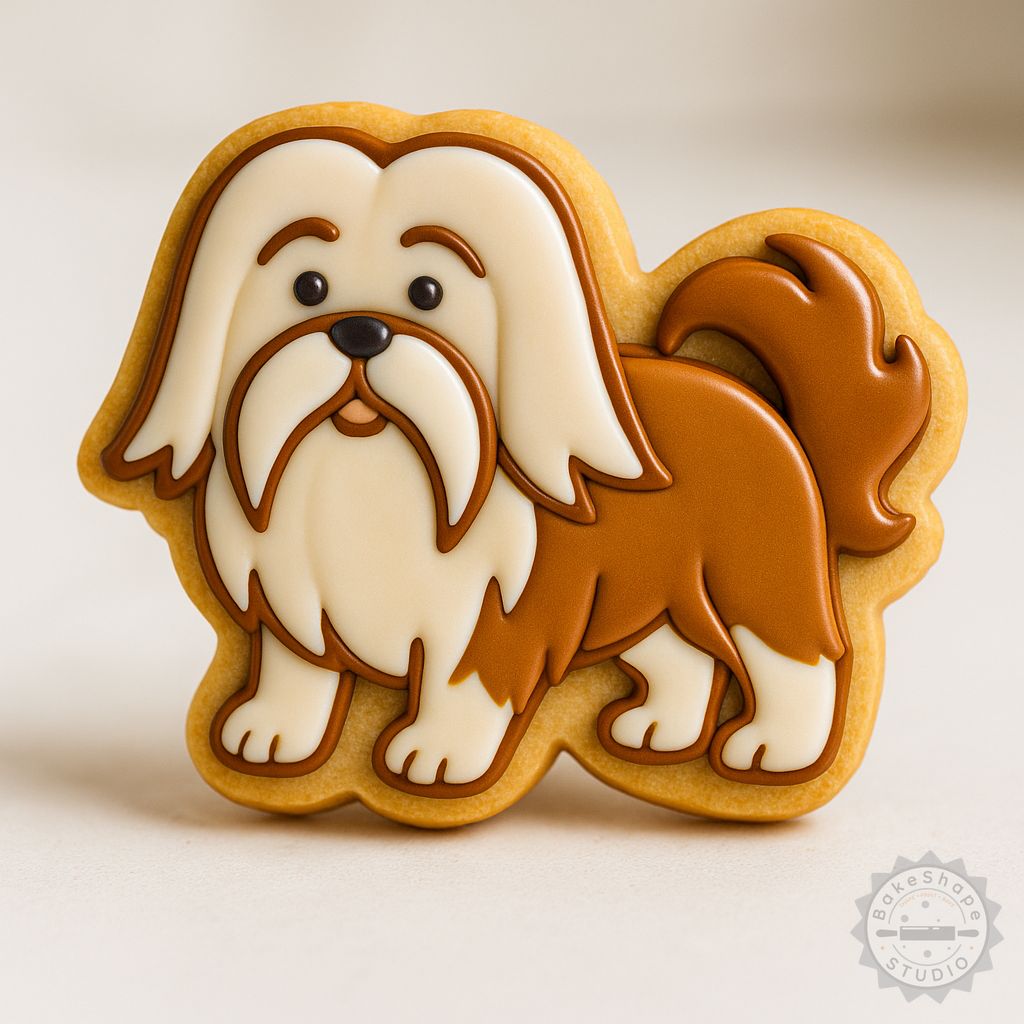 Shih Tzu cookie cutter and stamp set STL for 3D printing, pet dog shaped baking tool
