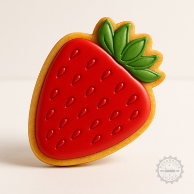 Decorated example 1 of Strawberry Shape Cutter and Stamp Set, Perfect for Cookies and Fondant, 6-Piece Variety S/M/L