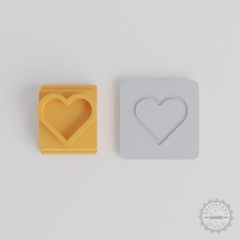 Heart Stamp Tile Set, Love Symbol Design for Clay, Cookies, Fondant, 5 Motif Sizes 20-40mm