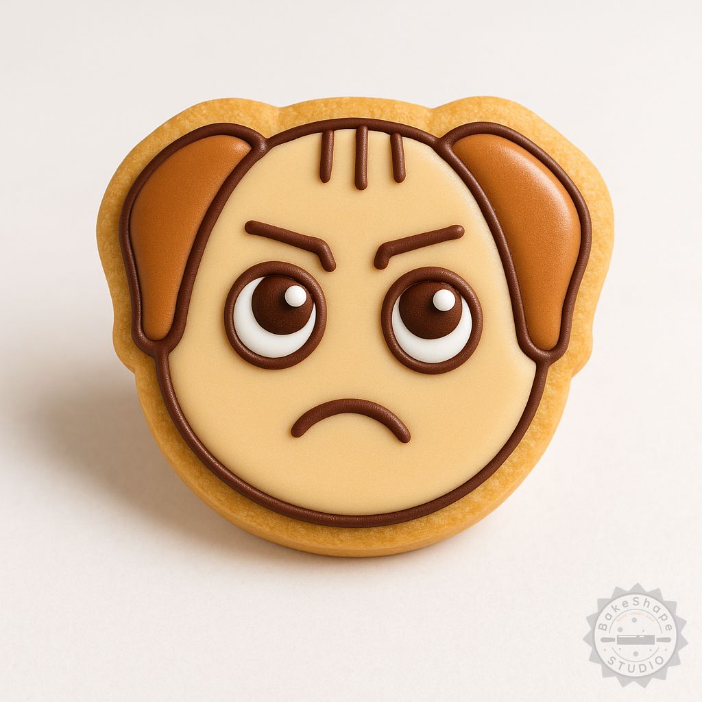 Annoyed dog cookie cutter and stamp set STL for 3D printing in small, medium, and large sizes
