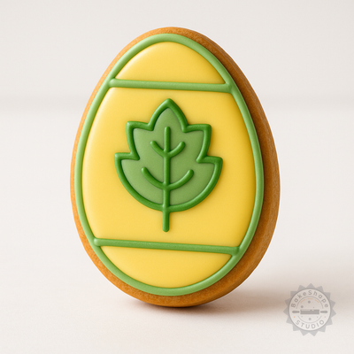 Decorated example 1 of Easter Egg Cookie Cutter & Stamp Set, Holiday Fondant Tools, 6-Piece Size S/M/L
