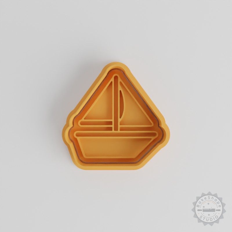 Wind Sail Boat Shape Cutter & Stamp Set for Cookies, Fondant, Nautical Baking Tools Bundle