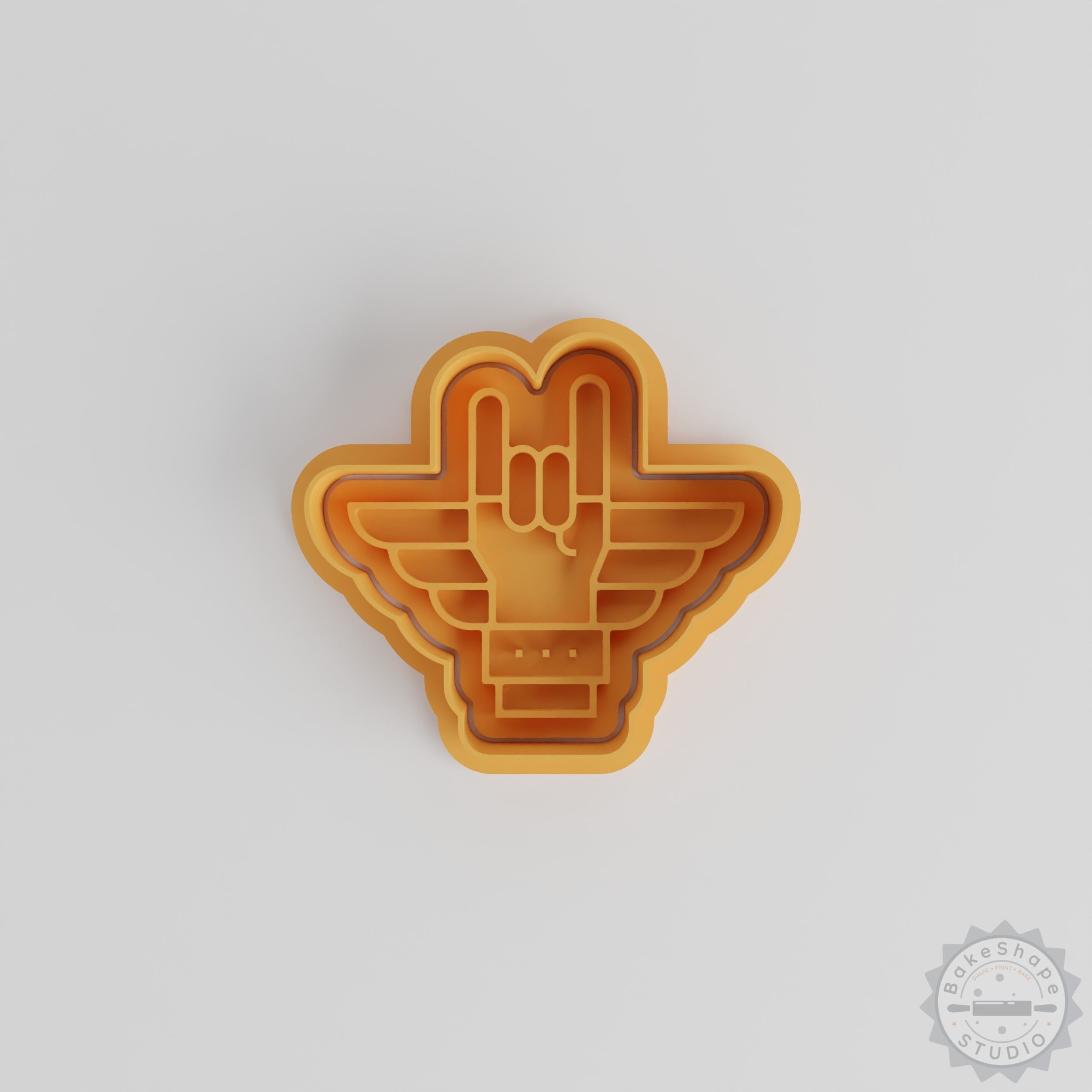 Wing Shape Cutter and Stamp Set for Cookies, Fondant, 6-Piece Rock, Music, Hand Designs, Sizes S/M/L