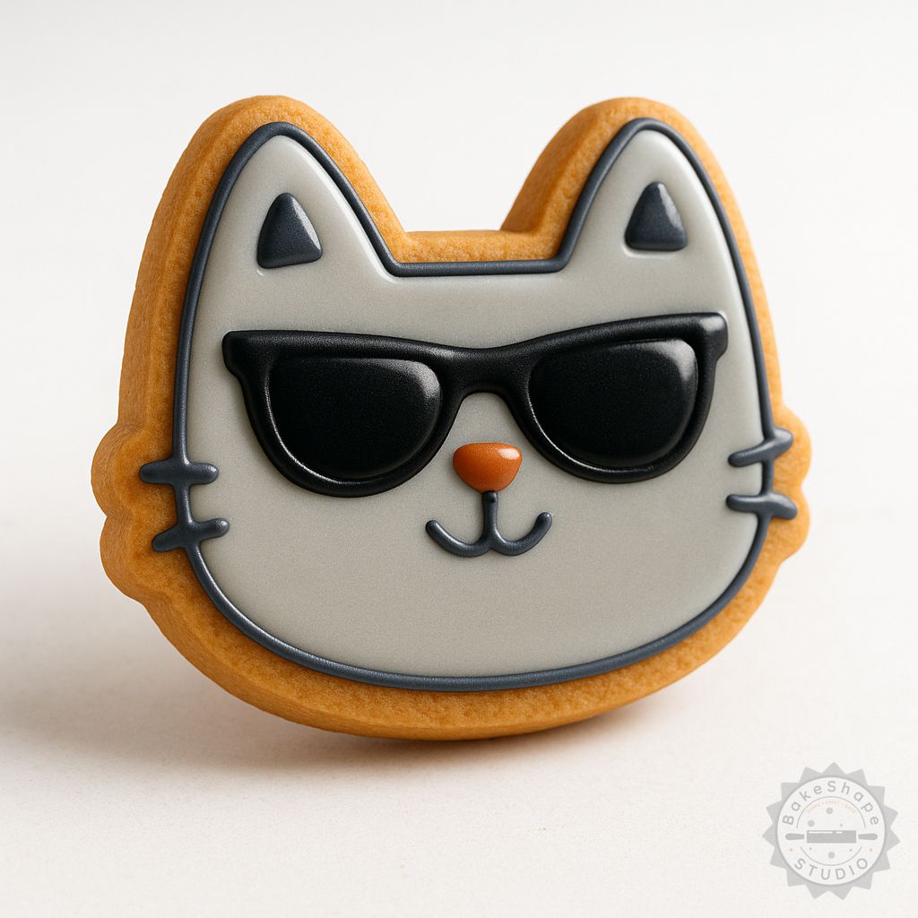 Cool sunglasses cookie cutter and stamp set STL files for 3D printing cookies and fondant decorations