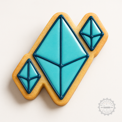 Decorated example 1 of Gems Cookie Cutter and Stamp Set, Perfect for Fondant, 6-Piece S/M/L Shapes