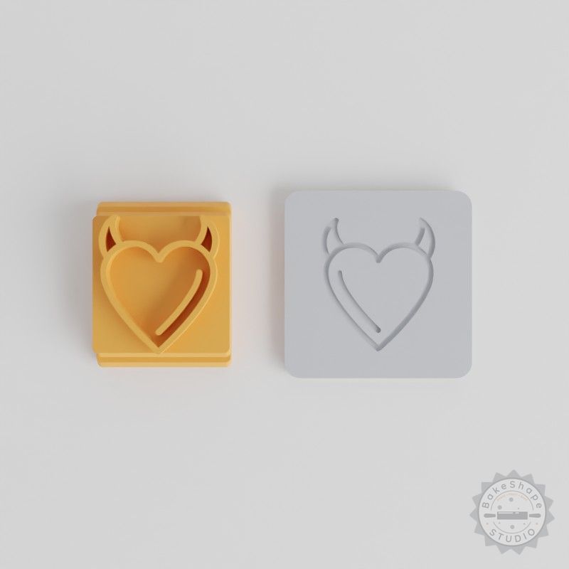 Devil Heart Stamp Tile Set, 5 Sizes, Perfect for Clay, Cookies, Fondant, Crafts