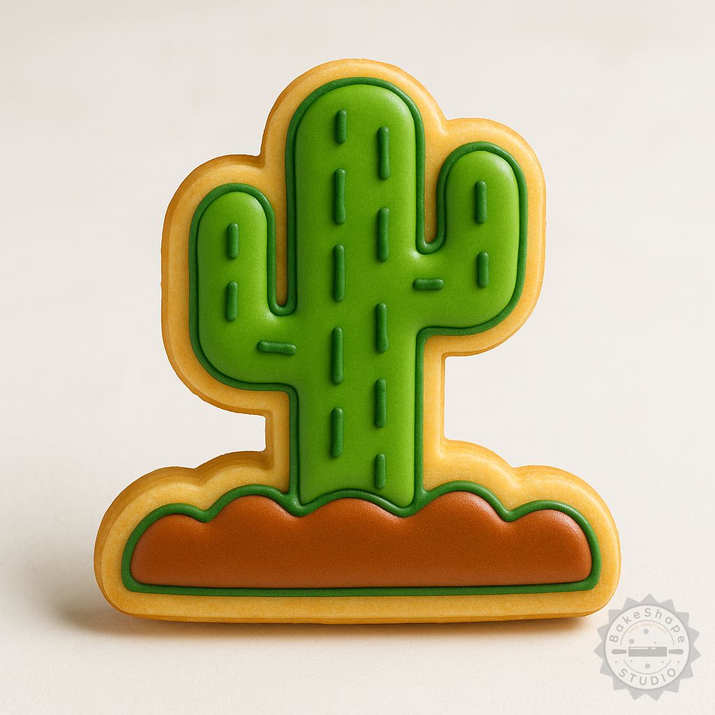 Cactus cookie cutter and stamp set STL for 3D printing in three sizes for baking and fondant decoration