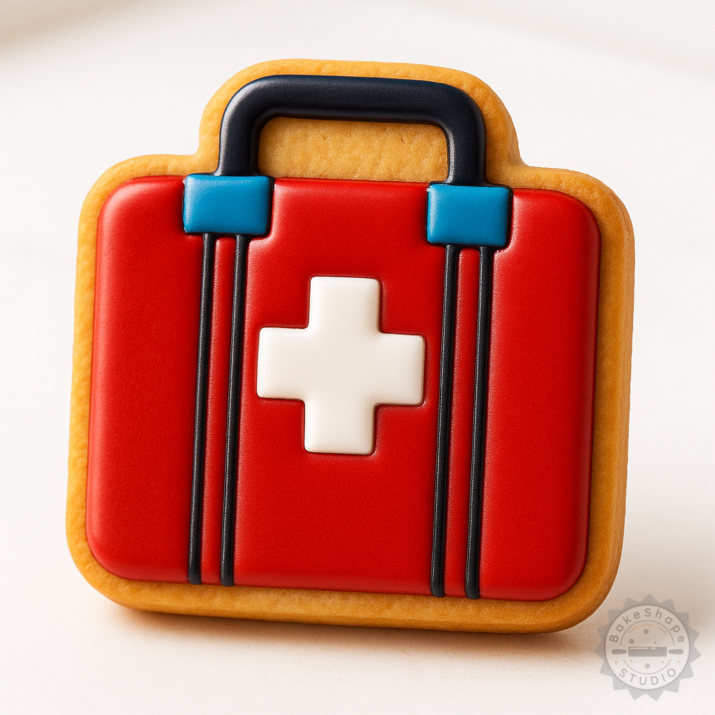 Decorated example 1 of First Aid Kit with Shape Cutter Set, Perfect for Cookies and Fondant, 6 Piece Medical and Emergency Collection