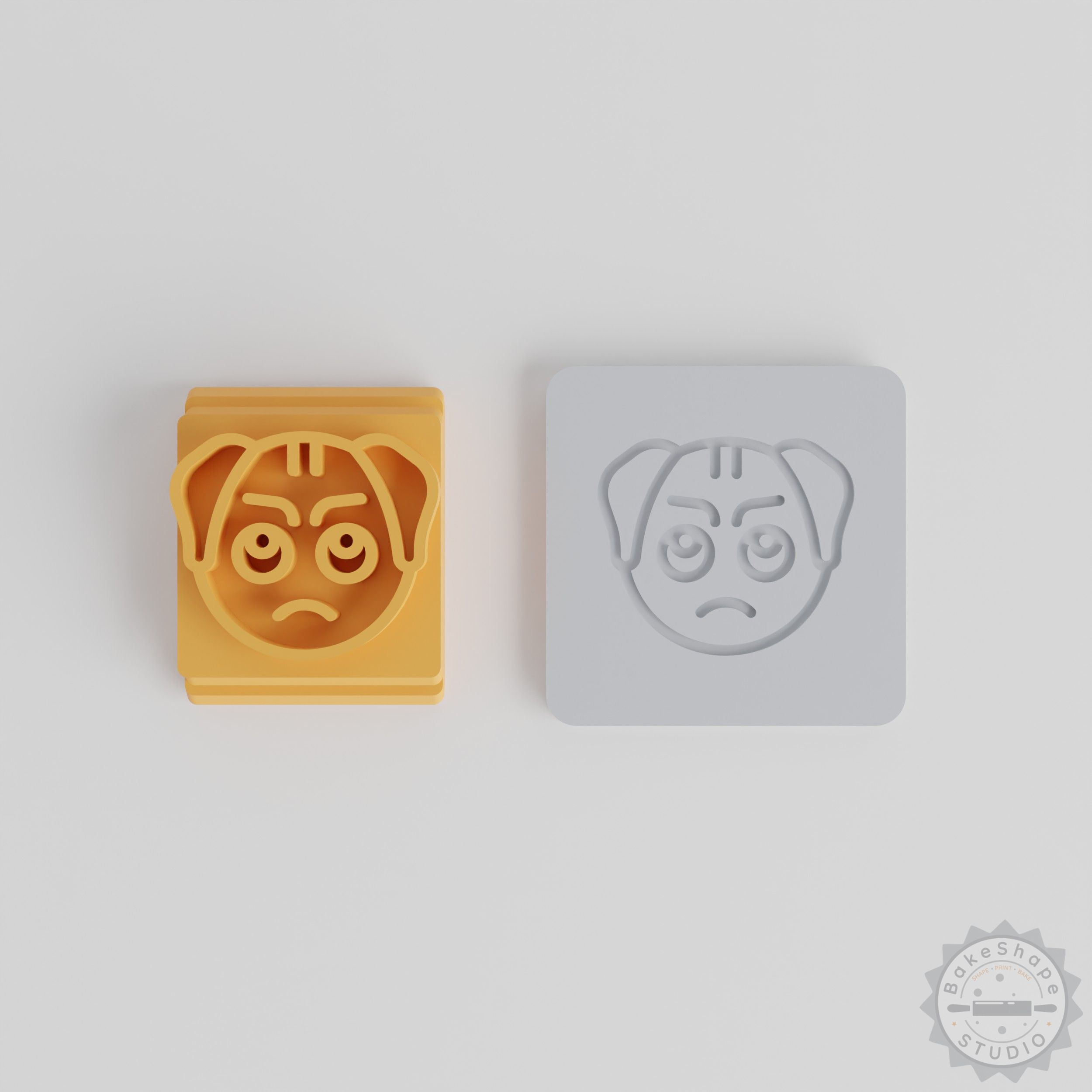 Annoyed Stamp Tile Set, 5 Sizes, Dog Motif for Clay, Cookies, Fondant