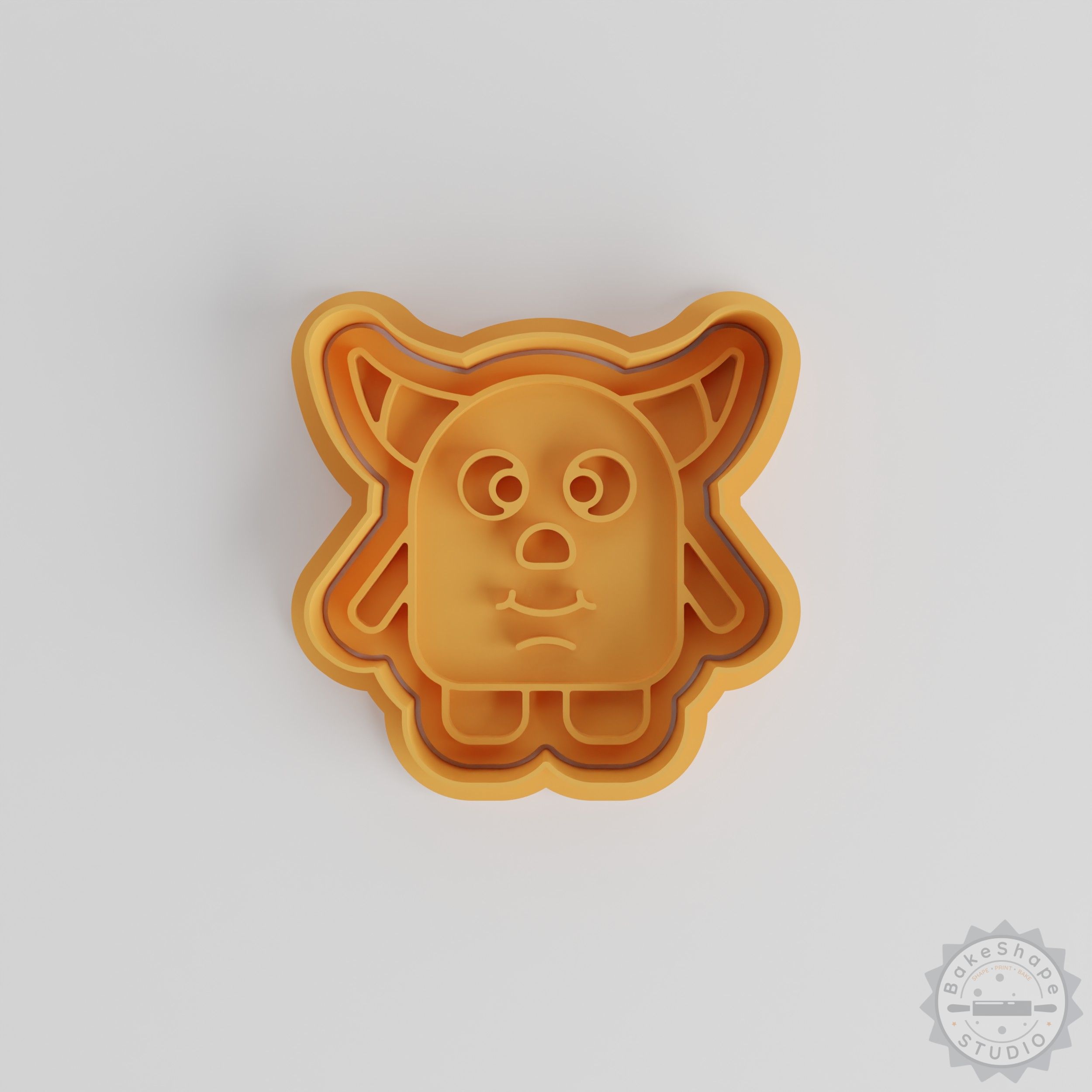 Horned Happy Monster Shape Cutter and Stamp Set, 6-Piece, S/M/L Cookie, Fondant Mold