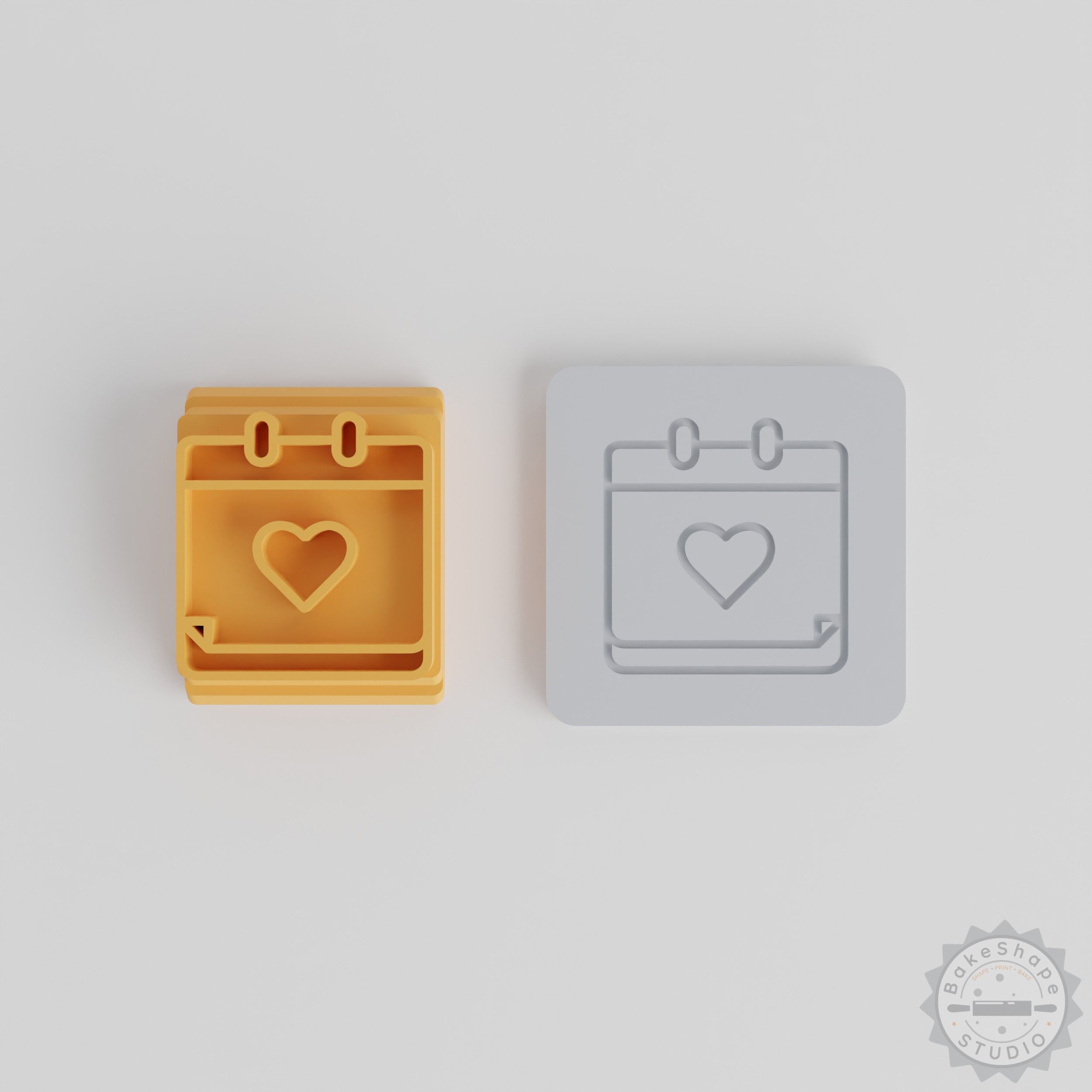 Heart Event Stamp Tile Calendar, 5-Piece Set for Clay Cookies Fondant