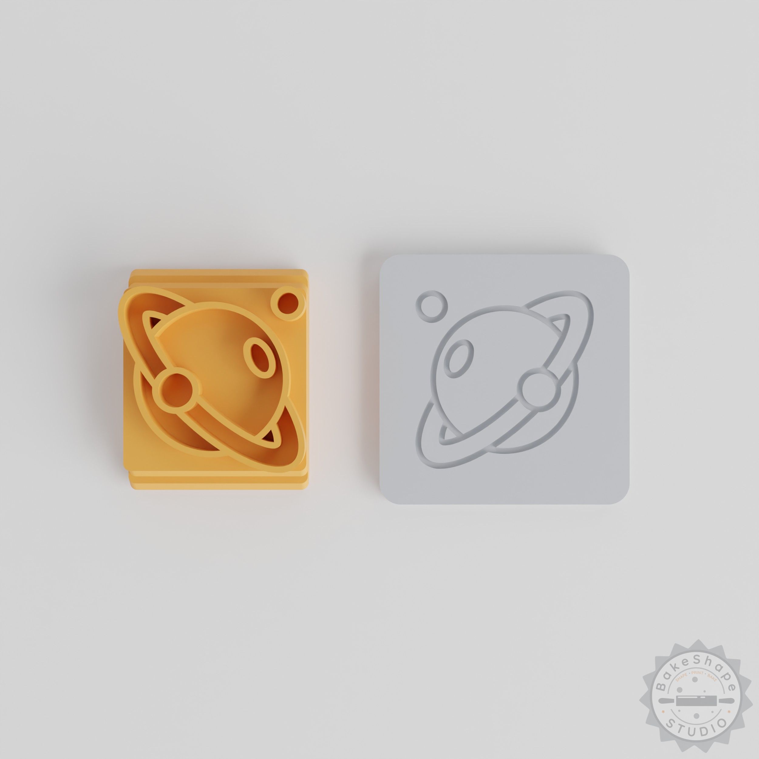 Saturn Stamp Tile Set, 5 Motif Sizes (20-40mm), Perfect for Clay, Cookies, Fondant, Space-Themed Crafting