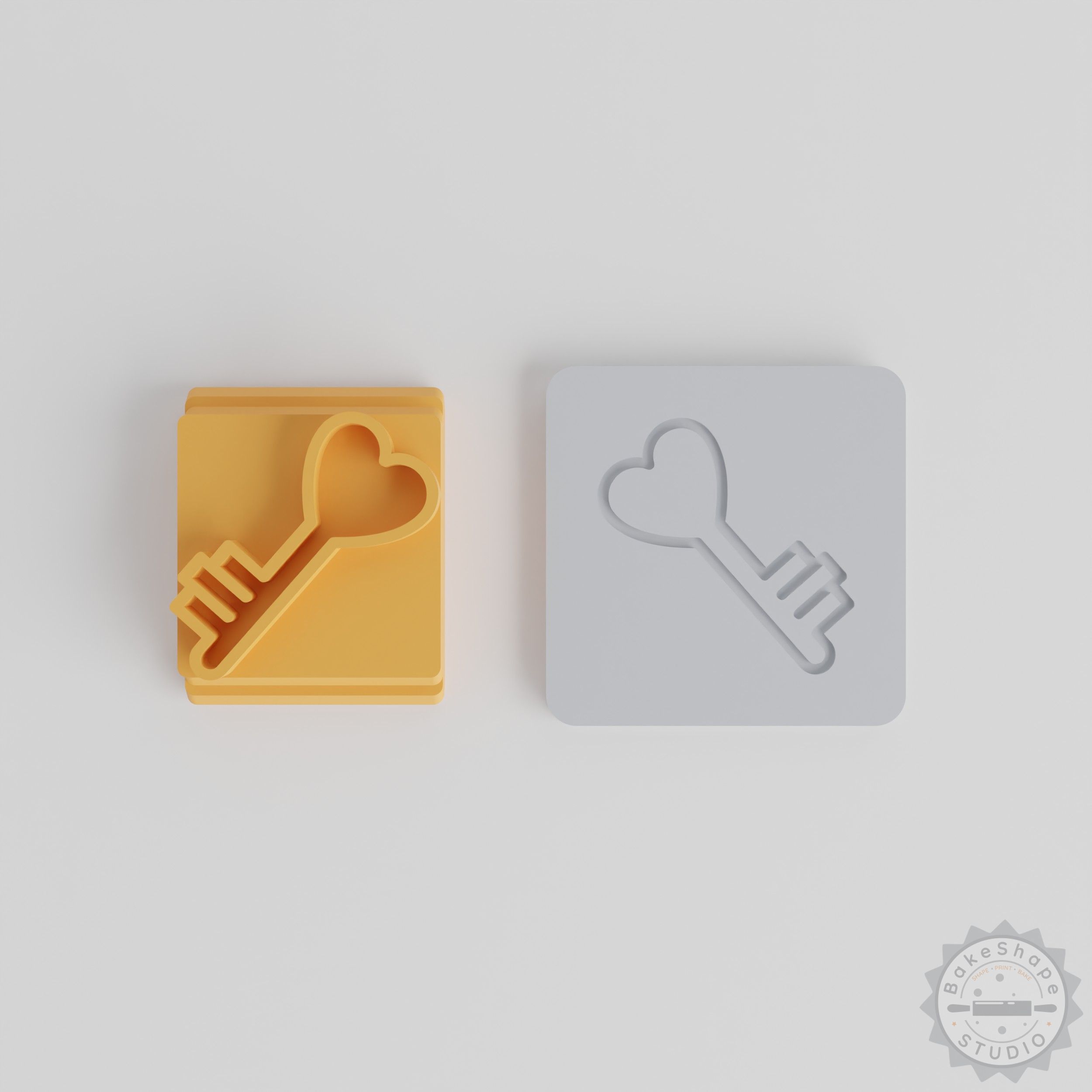 Heart Key Stamp Tile Set, 5 Sizes, Perfect for Clay, Cookies & Fondant