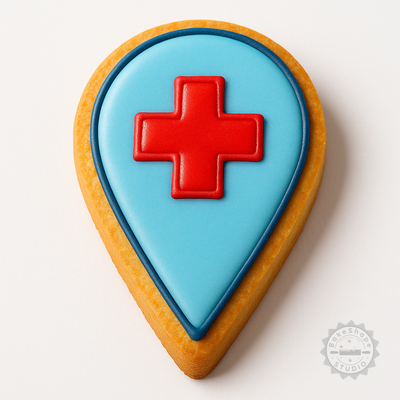 Decorated example 1 of Medical Cookie Fondant Cutter Stamp Set, 6-Piece, Health Care Design