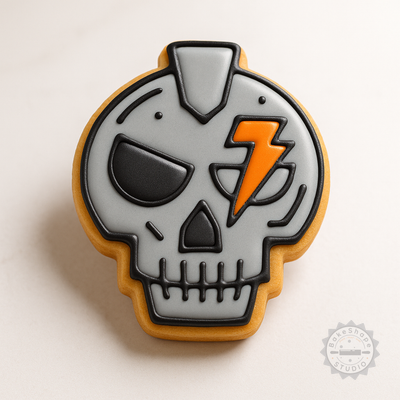 Decorated example 1 of Skull Shape Cutter and Stamp Set, Cookie & Fondant Decorating, 6-Piece, Small/Medium/Large Sizes