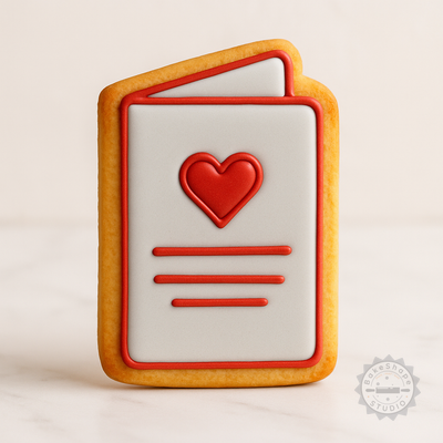 Decorated example 1 of Love Card Shape Cutter and Stamp Set, Perfect for Cookies and Fondant, 6-Piece Set