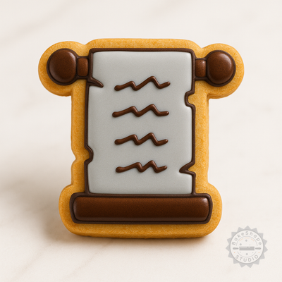 Decorated example 1 of Scroll Shape Cutter and Stamp Set for Cookies and Fondant, 6 Pieces, S/M/L Sizes
