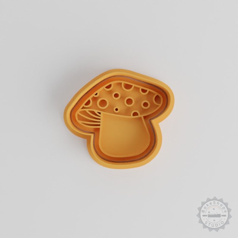 Mushroom Shape Cutter & Stamp Set, Perfect for Cookies & Fondant, 6-Piece S/M/L Sizes