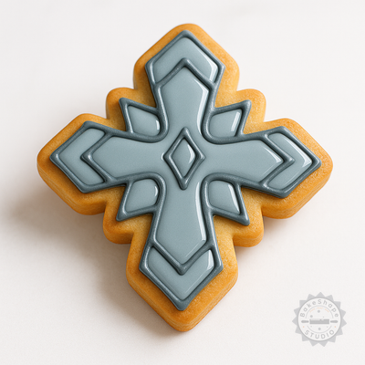 Decorated example 1 of Blade Shape Cutter and Stamp Set, 6-Piece, Perfect for Cookies and Fondant, S/M/L Sizes, Medieval Designs